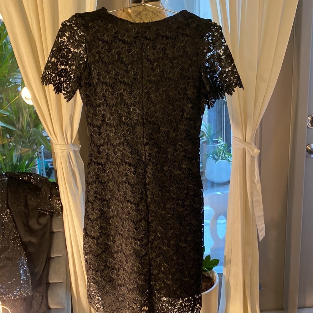 Zara Collection black lace shortsleeve dress cocktail wedding dressy NWT Small​​ - Picture 9 of 15